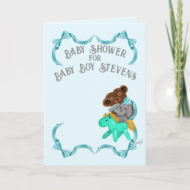 Einladungskarte für Baby Boy Shower (Vorderseite)