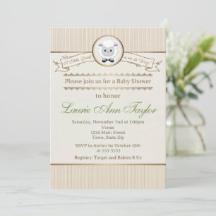 Einladungskarte für Baby Shower 'Kleines Lamm' 5x7