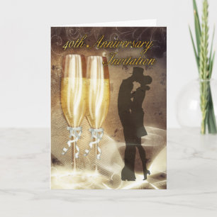 Einladungskarte für das 40. Hochzeitstag - Champag