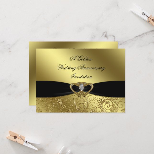 Einladungskarte für das 50. Hochzeitstag (Vorderseite/Rückseite Beispiel)