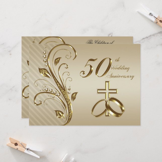 Einladungskarte für das 50. Hochzeitstag (Vorderseite/Rückseite Beispiel)