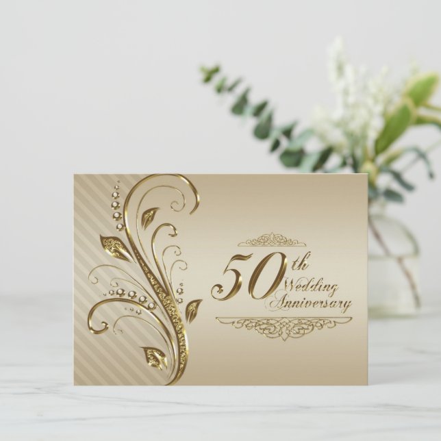 Einladungskarte für das 50. Hochzeitstag (Stehend Vorderseite)