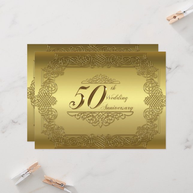 Einladungskarte für das 50. Hochzeitstag (Vorderseite/Rückseite Beispiel)