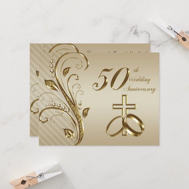 Einladungskarte für das 50. Hochzeitstag (Vorderseite/Rückseite Beispiel)
