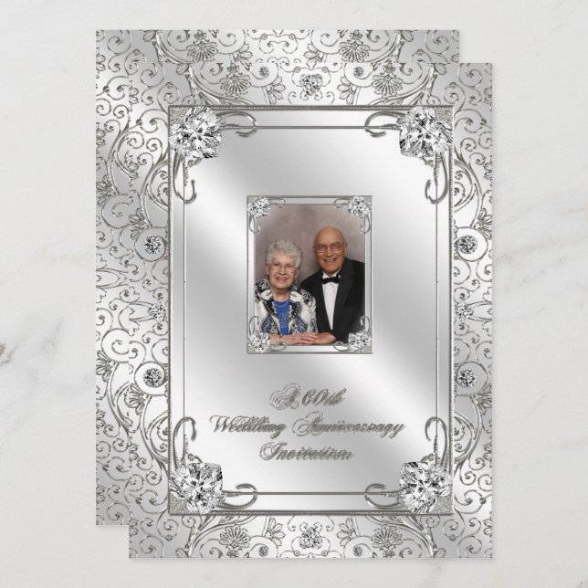 Einladungskarte für das 60. Hochzeitstag Foto (Vorne/Hinten)