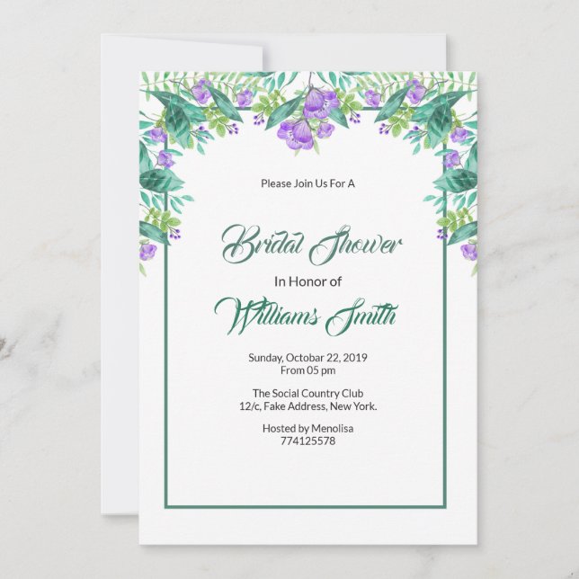 Einladungskarte für das elegante Brautparty Floral (Vorderseite)
