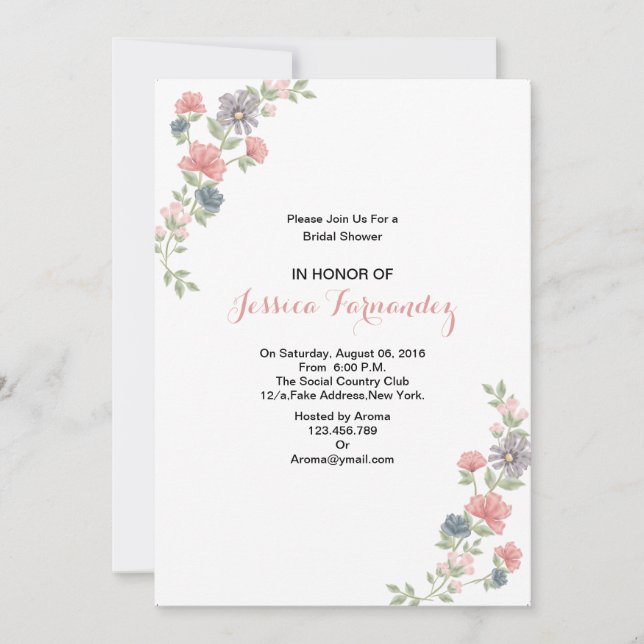 Einladungskarte für das elegante Brautparty Floral (Vorderseite)