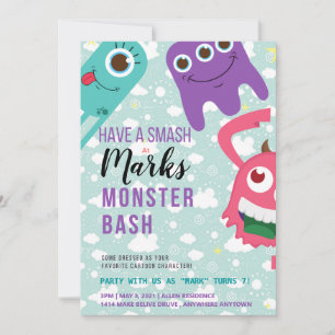 Einladungskarte für das Monster Birthday