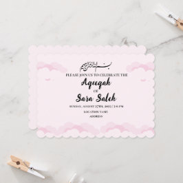 Einladungskarte für das niedliche Rosa-Mädchen Aqi