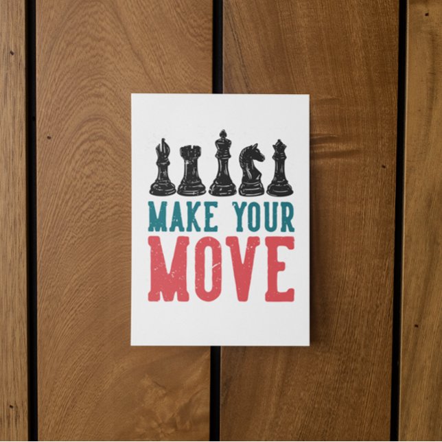 Einladungskarte für das Schachturnier (chess make your move retro)