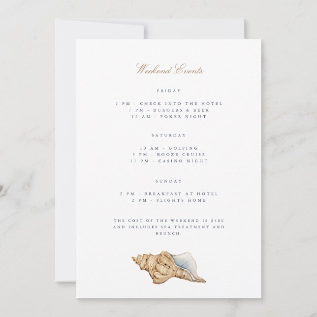 Einladungskarte für das Tropical Beach Bachelor (Rückseite)