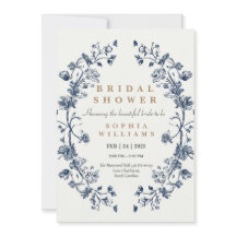 Einladungskarte für den Elegant Blue Floral Polter