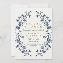 Einladungskarte für den Elegant Blue Floral Polter