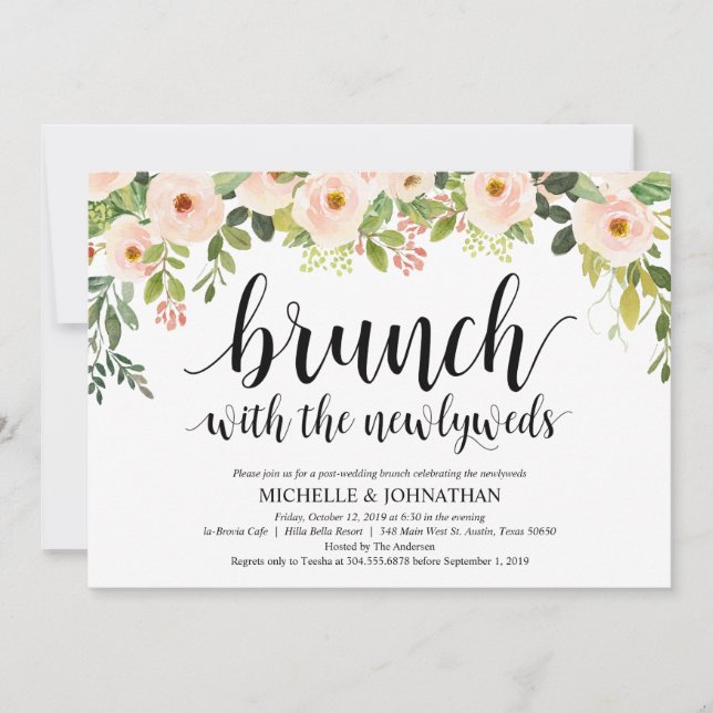 Einladungskarte für den eleganten Blush Post Weddi (Vorderseite)