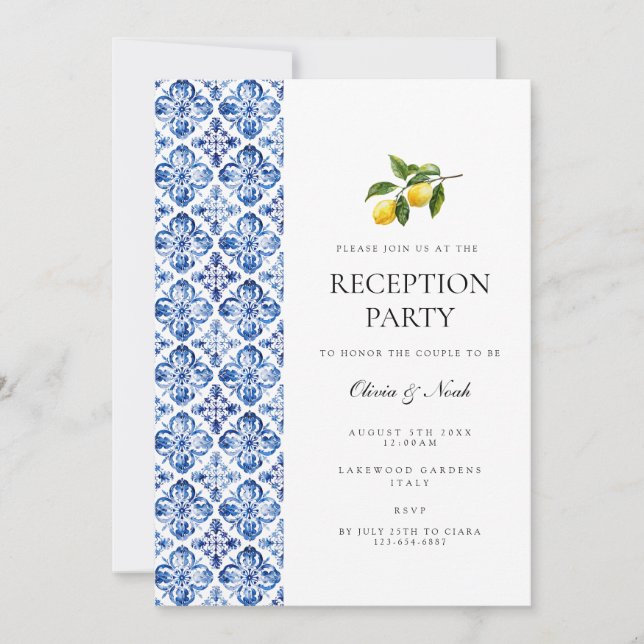 Einladungskarte für den Empfang Lemon Tile (Vorderseite)