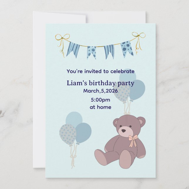 Einladungskarte für den Geburtstag (Vorderseite)