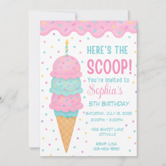 Einladungskarte für die Eiscreme zum Geburtstag