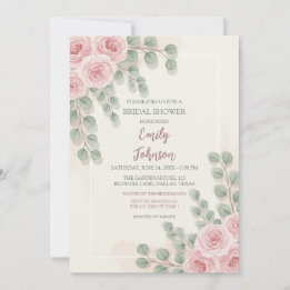 Einladungskarte für die elegante Blush-Blumendusch