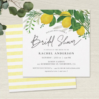 Einladungskarte für die frische Lemon Bridal Dusch
