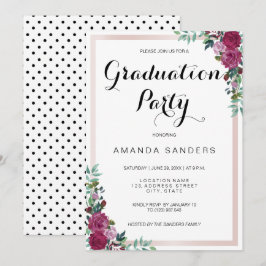 Einladungskarte für die Graduation Party burgundy