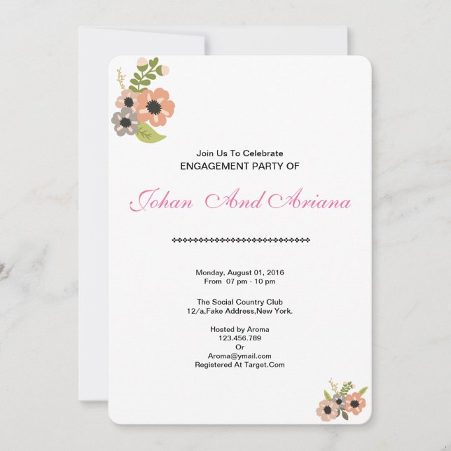 Einladungskarte für die Hochzeitsteilnehmer (Vorderseite)