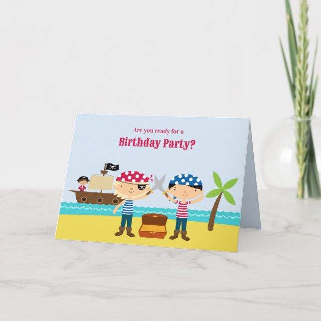 Einladungskarte für die Pirate Birthday Party (Vorderseite)