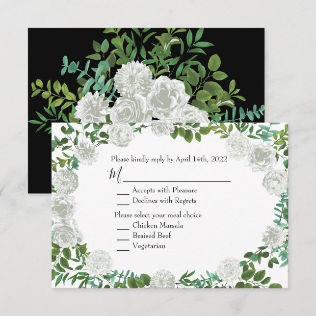 Einladungskarte für die Rose Black & White Peony (Vorne/Hinten)