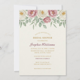 Einladungskarte für Dusty Rose Peony Bridal