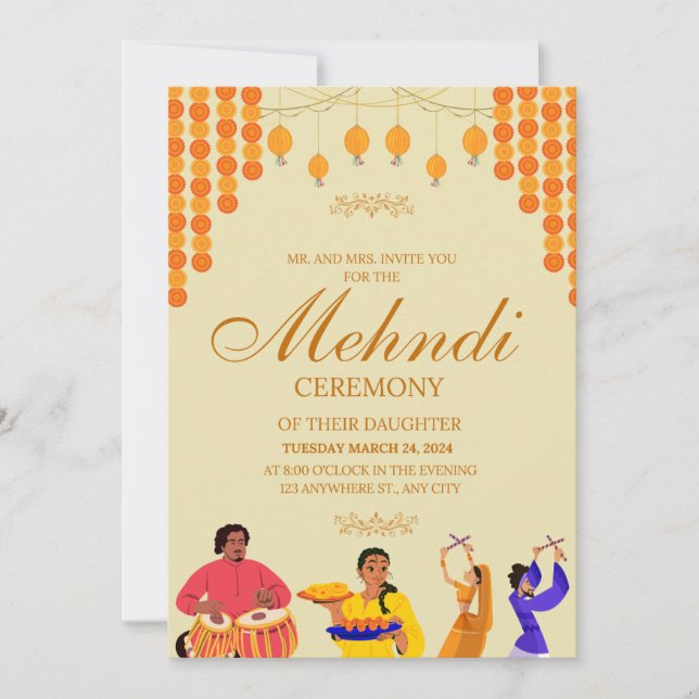 Einladungskarte für Elegant Mehndi (Vorderseite)