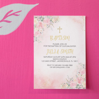Einladungskarte für elegante Rosa Gold Floral