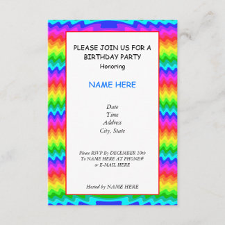 Einladungskarte für farbenfrohe Geburtstagsparty