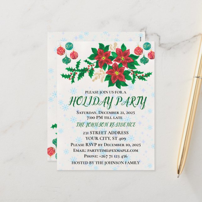 Einladungskarte für Feiertage (Vorderseite/Rückseite Beispiel)