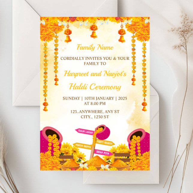 Einladungskarte für Haldi-Zeremonie, Maiyan-Karte (Von Creator hochgeladen)