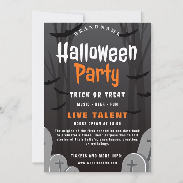 Einladungskarte für Halloween-Party (Vorderseite)