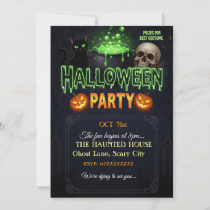 Einladungskarte für Halloween-Party Spooky Gothi