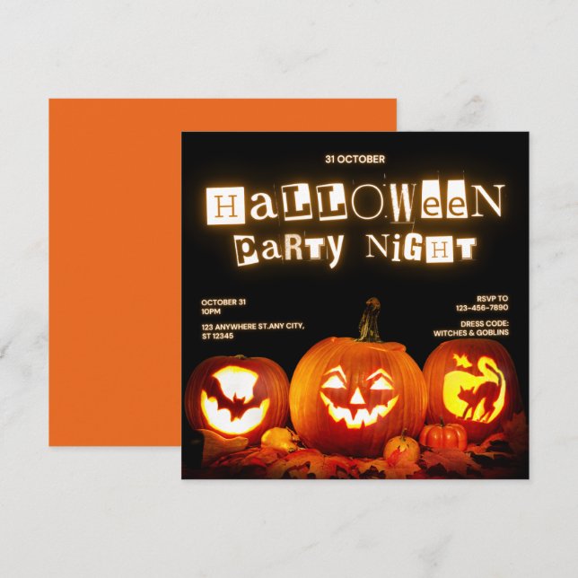 Einladungskarte für Halloween-Partys (Vorne/Hinten)