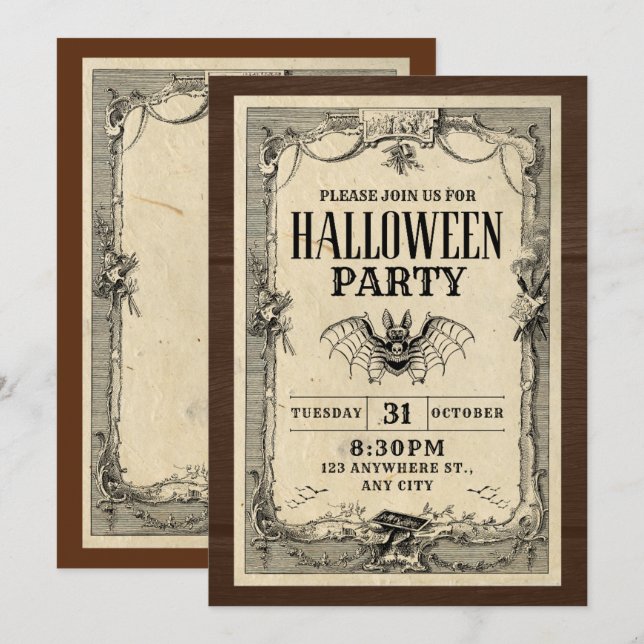 Einladungskarte für Halloween-Partys (Vorne/Hinten)