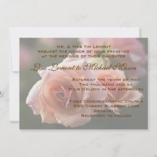 Einladungskarte für hellrosa Rose