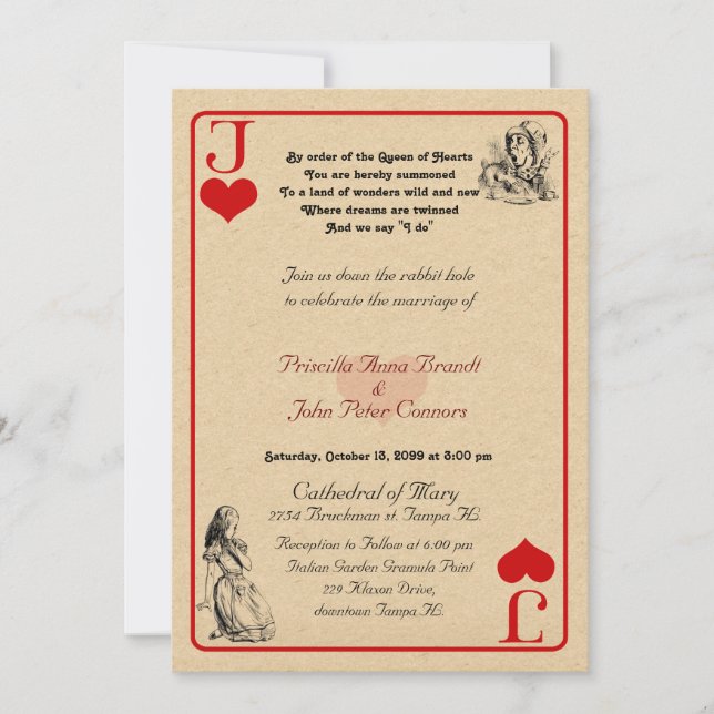 Einladungskarte für Hochzeiten "Alice im Wunderlan (Vorderseite)