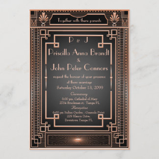 Einladungskarte für Hochzeiten, Art Deco, schwarz,