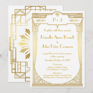 Einladungskarte für Hochzeiten, Great Gatsby, Gold