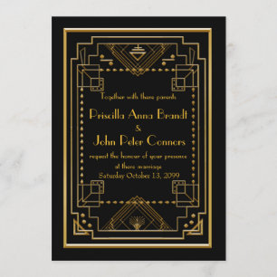 Einladungskarte für Hochzeiten, Great Gatsby, Schw