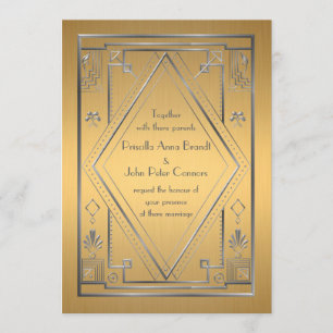Einladungskarte für Hochzeiten, Great Gatsby, Silb