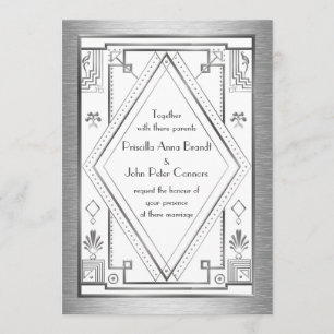 Einladungskarte für Hochzeiten, Great Gatsby, Silb