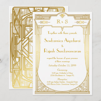 Einladungskarte für Hochzeiten, Großer Gatsby, Gol