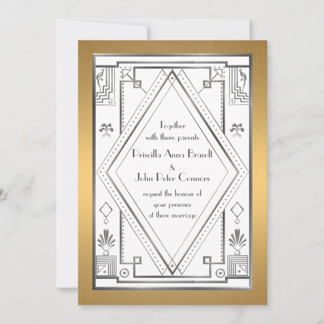 Einladungskarte für Hochzeiten, Großer Gatsby, Sil (Vorderseite)