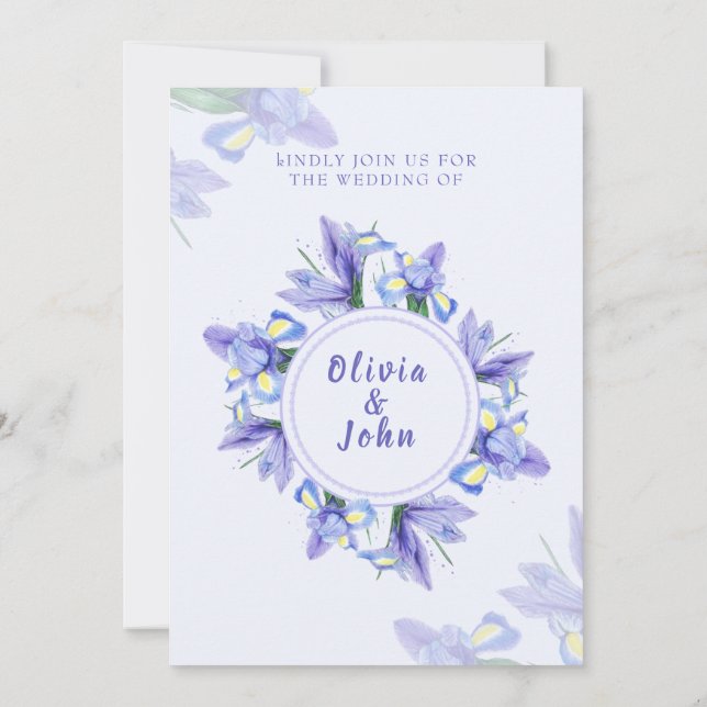 Einladungskarte für Hochzeiten Lila Iris-Blume (Rückseite)