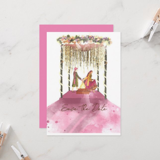 Einladungskarte für Hochzeiten - SAVE THE DATE (Vorderseite/Rückseite Beispiel)