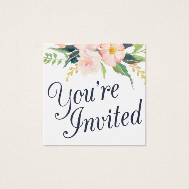Einladungskarte für Hochzeiten von Navy und Floral (Vorderseite)