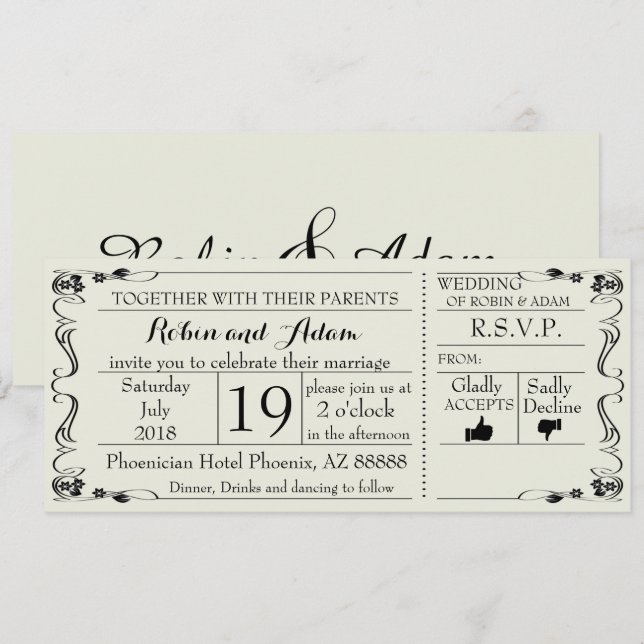 Einladungskarte für Hochzeiten von Wirbel (Vorne/Hinten)